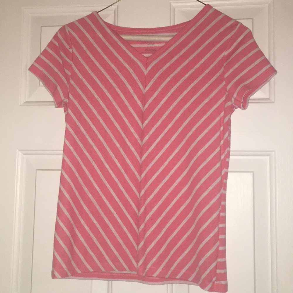 pink and white t shirt